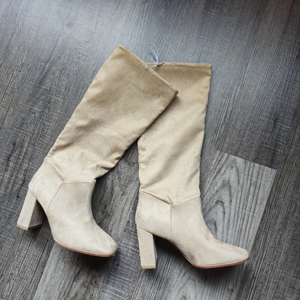 Express tan faux suede knee high boots size 7